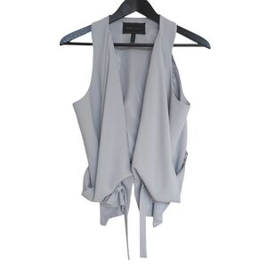 Sz M BCBGmaxazria blue grey draped vest with side ties bows